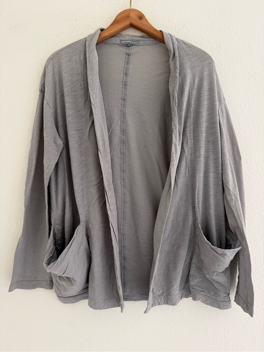 James Perse Taupe Gray Open Front Knit Cardigan